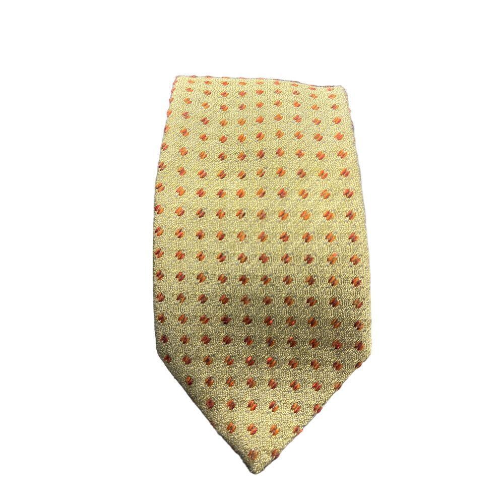 Ermenegildo Zegna Luxury‎ Silk Tie Yellow with Orange Polka Dots Pattern Z-110
